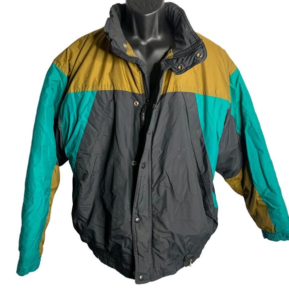 McGregor Other - Vintage McGregor Ski Snow Jacket XL Black Zip Snaps Hood Pockets Elastic Waist